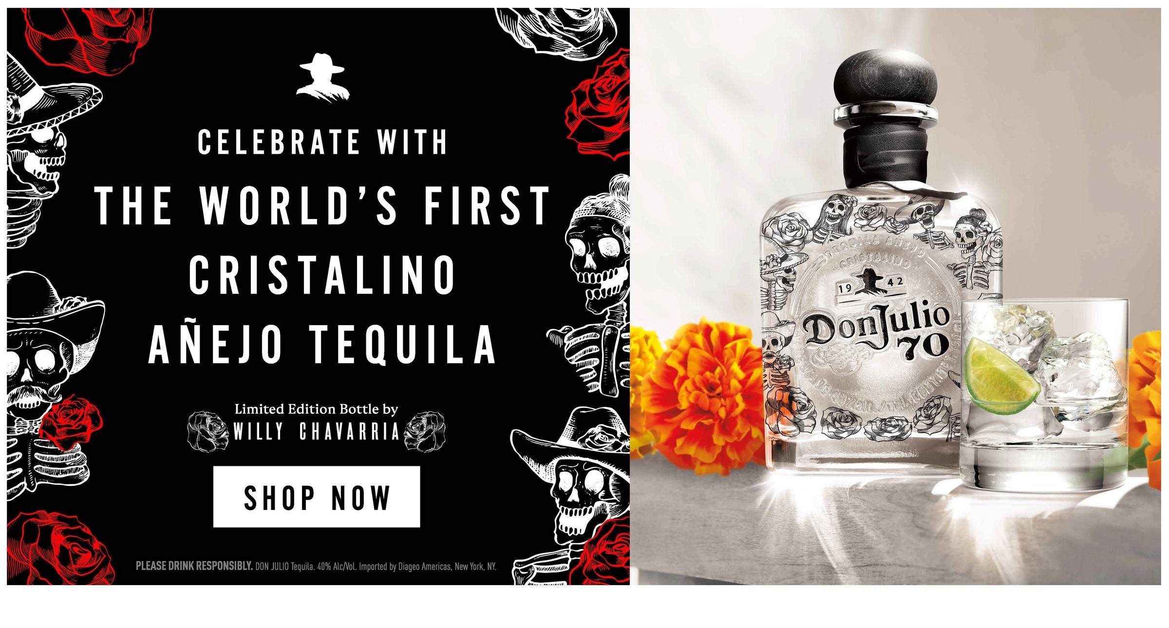 Celebrate Dia de Muertos with Don Julio 70 Cristalino Day of the Dead Limited Edition by Willy Chavarria