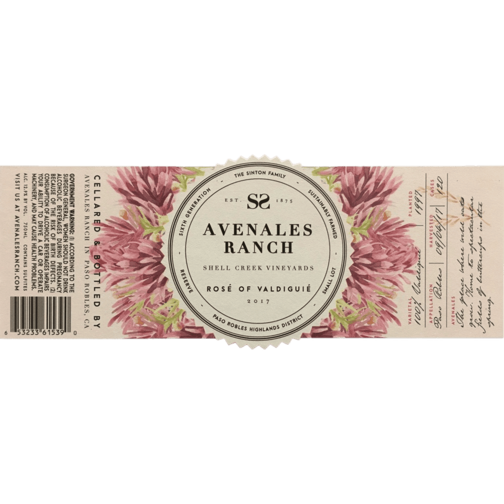 Avenales Ranch Paso Robles Shell Creek Vineyards Rose Of Valdiguie - 750ML Rose