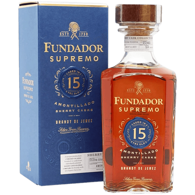 Fundador Brandy De Jerez Supremo Amontillado Sherry Casks Solera Gran Reser 15 Yr 80 - 750ML
