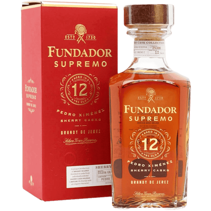 Fundador Brandy De Jerez Supremo Pedro Ximenez Sherry Casks Solera Gran Res 12 Yr 80 - 750ML