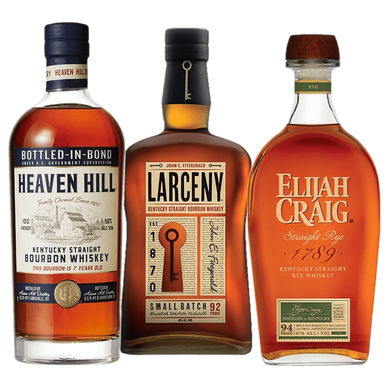 Heaven Hill 7 Year Bottled In Bond, Larceny Small Batch & Elijah Craig Straight Rye Bundle - 750ML