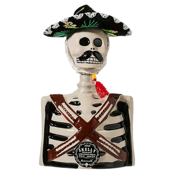 Los Azulejos Skelly Anejo Bullet w/ Mustache Tequila - 750ML