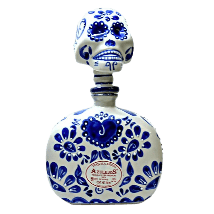 Los Azulejos Skelly Talavera Head Anejo Tequila - 750ML