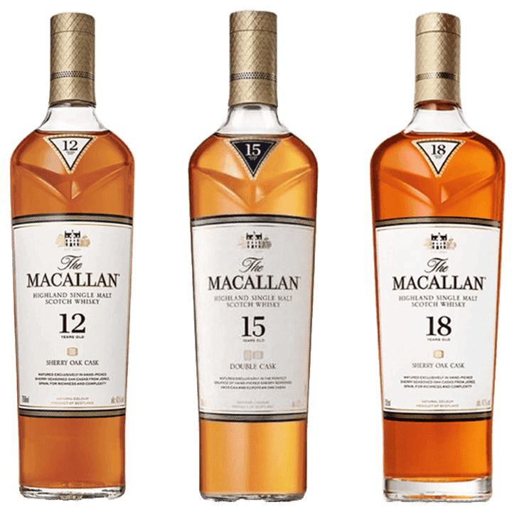 The Macallan Double Cask 12, 15, & 18 Years Old Scotch Bundle