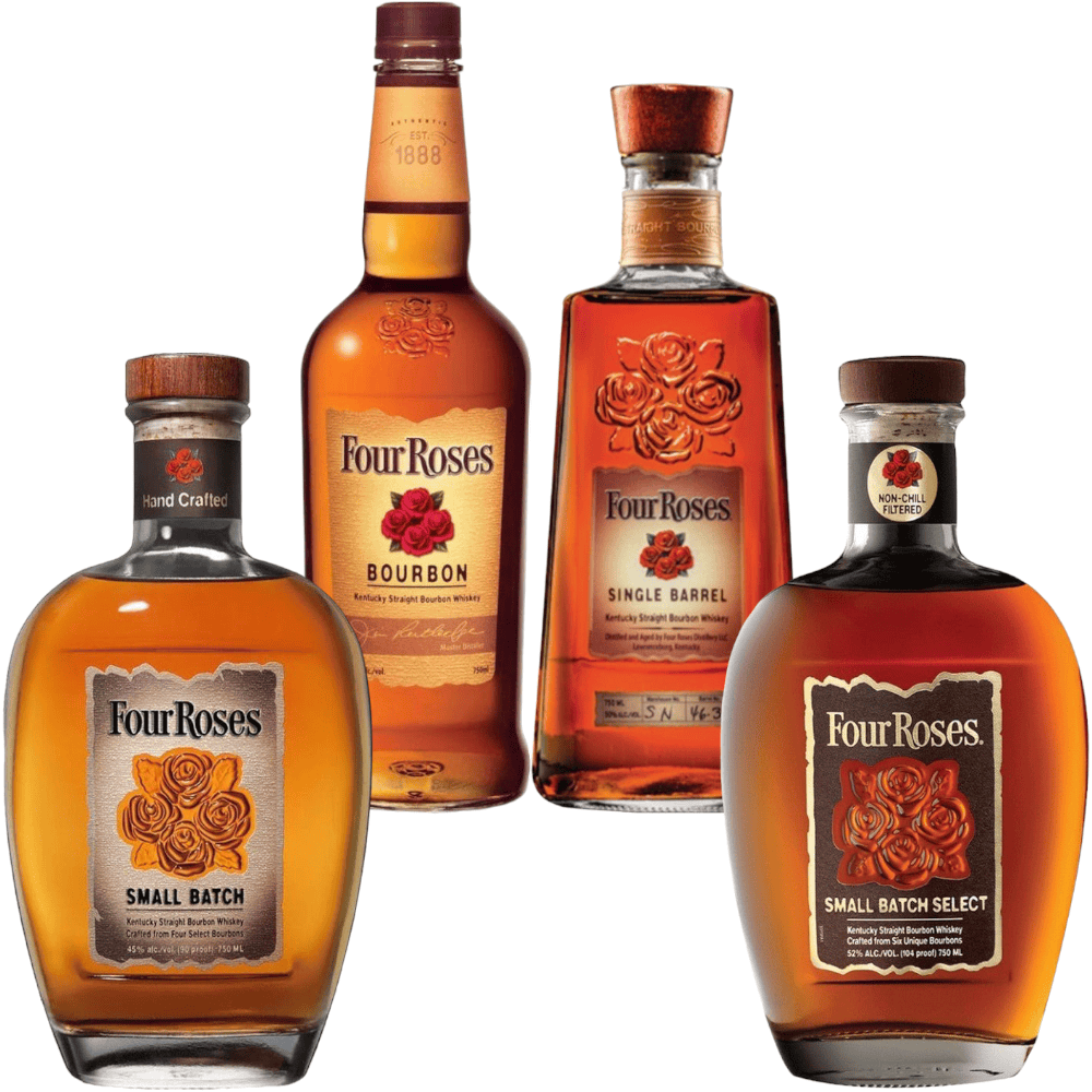 Four Roses Small Batch, Small Batch Select, Single Barrel and Bourbon Whiskey Bundle Real Liquor