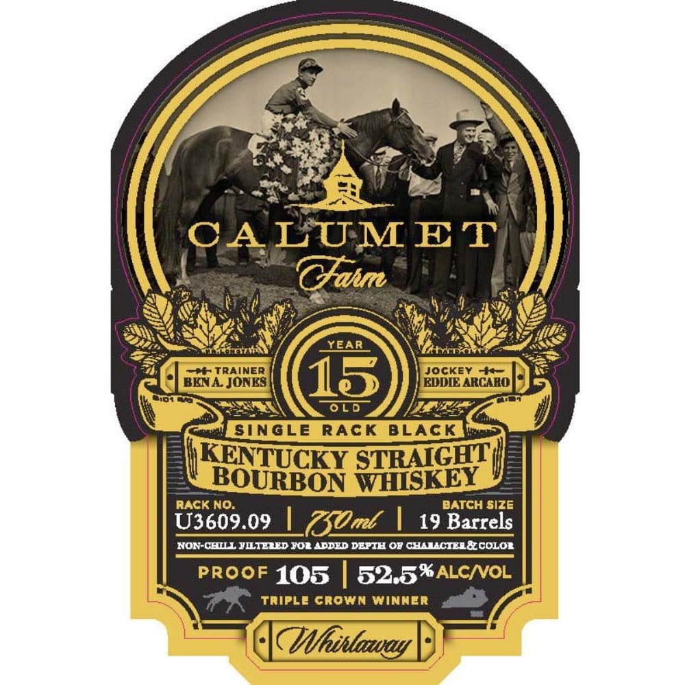 Calumet Farm 15 Year Old Single Rack Black Bourbon Whiskey 